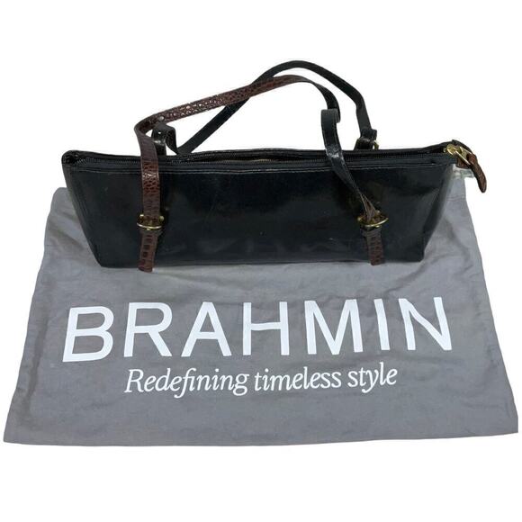 Brahmin Vintage MELANIE Black Tuscan Collection Leather Satchel Shoulder Bag - Picture 1 of 11